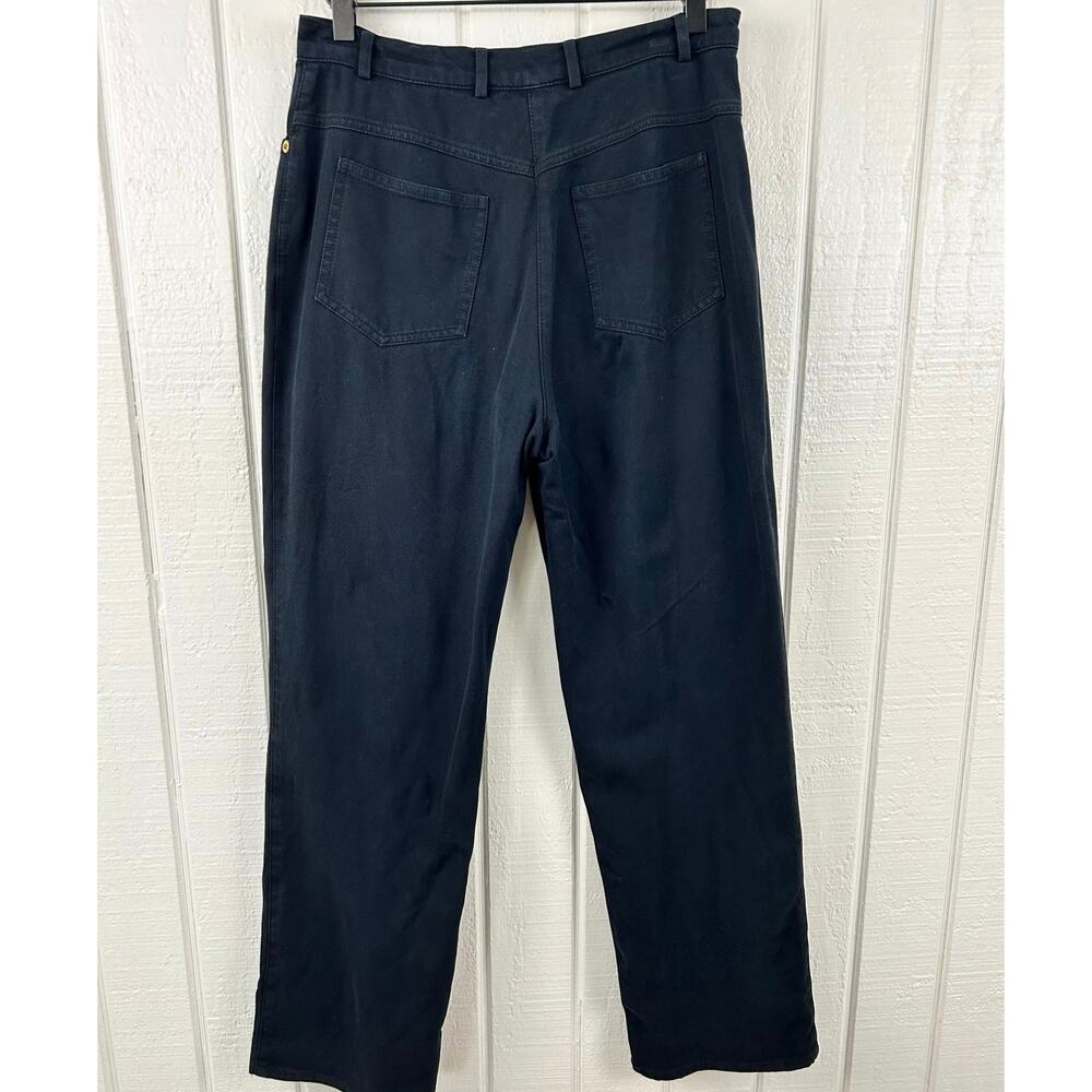 St John Sport Pants Size 6 Black Straight Leg Gold Hardware Minimalist Stretch - Picture 5 of 8